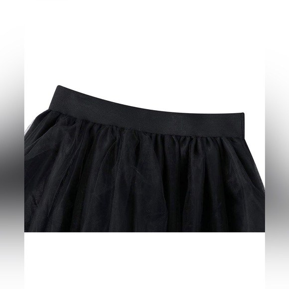 Women's Mesh Long A-Line Skirt - Black - Picture 4 of 4